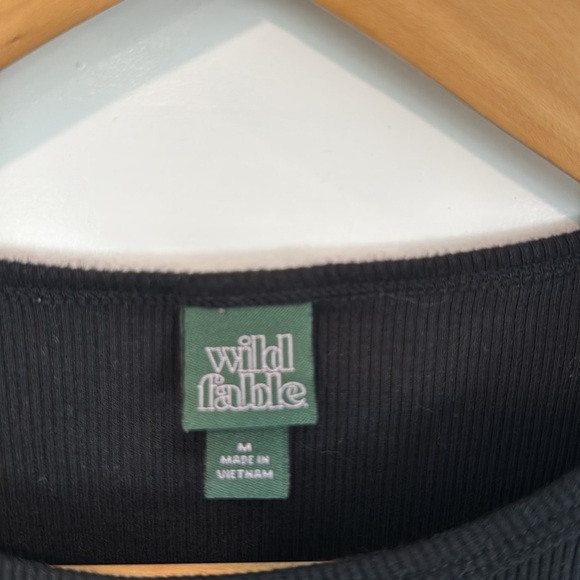 🟡 Wild Fable Black Ribbed Short Sleeve Tee Size Medium - Picture 3 of 4